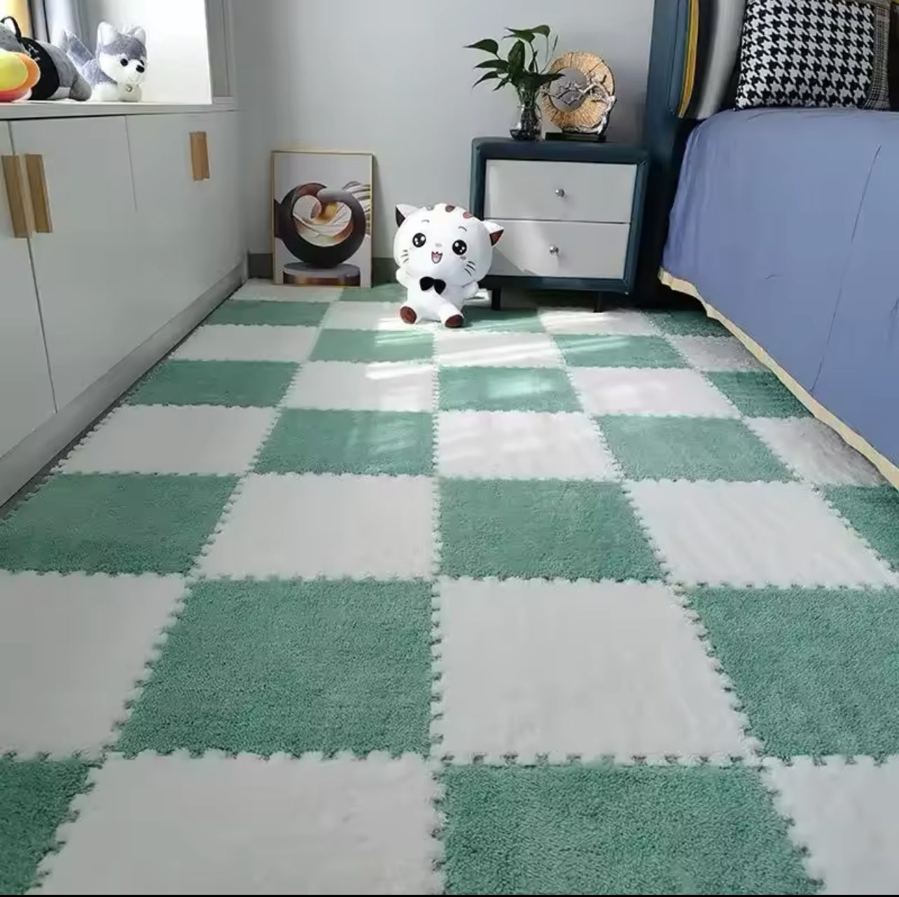 Shaggy puzzle: Mata podłogowa modułowa | MIĘTOWY