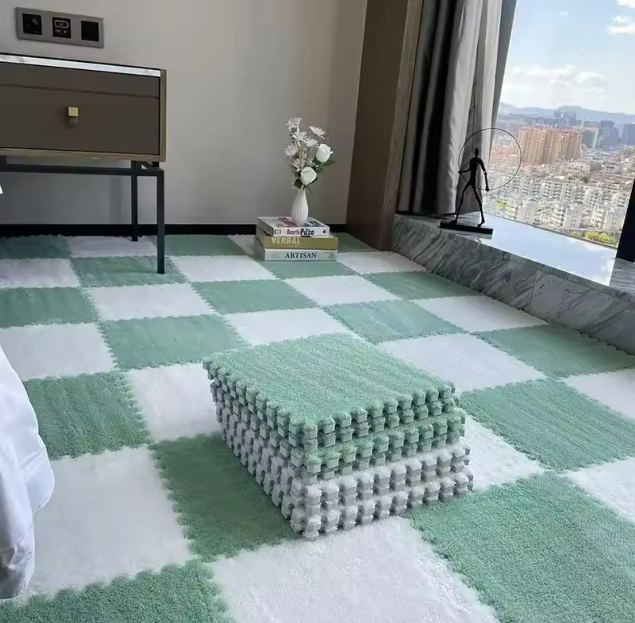 Shaggy puzzle: Mata podłogowa modułowa | MIĘTOWY
