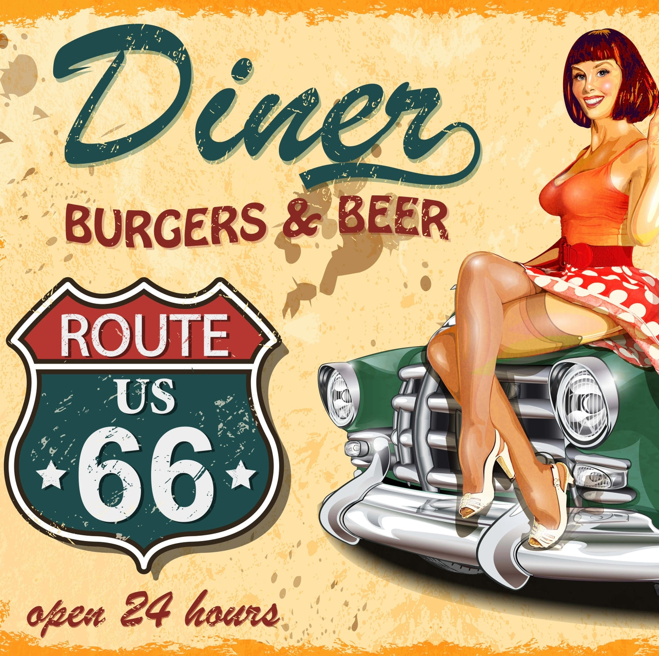 CHODNIK do kuchni, antypoślizgowy z Motywem Route 66