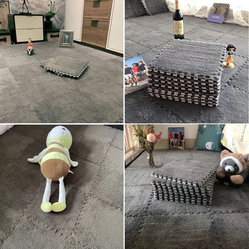 Shaggy puzzle: Mata podłogowa modułowa | SZARY