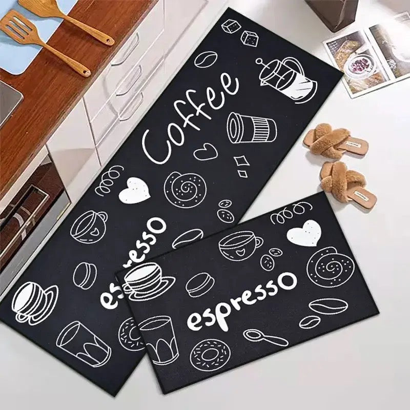 CHODNIK do kuchni, antypoślizgowy  COFFEE-ESPRESSO | Czarny