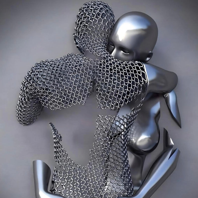 NOWOCZESNY DYWAN ze wzorem w efekcie 3D | "Metalowe objęcie"