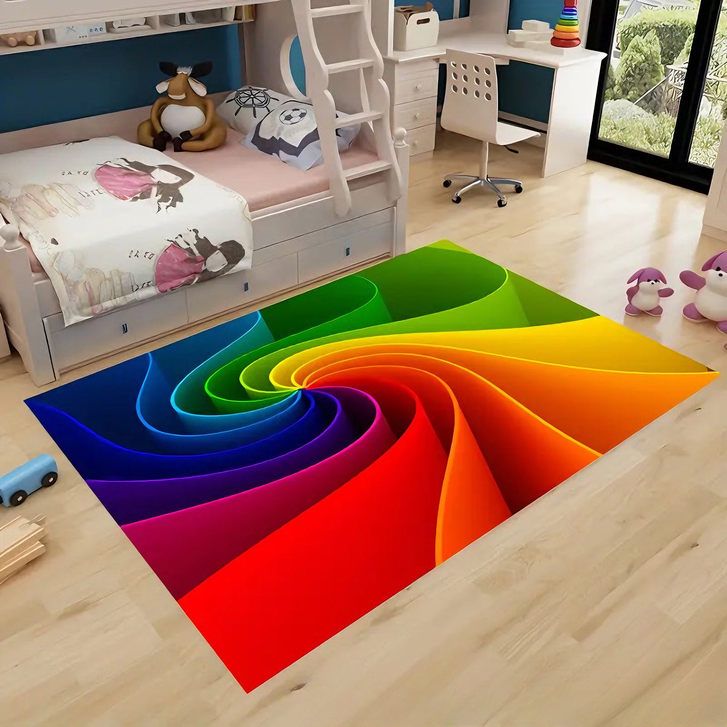 NOWOCZESNY DYWAN z efektem 3D kolorowy wir | RAINBOW