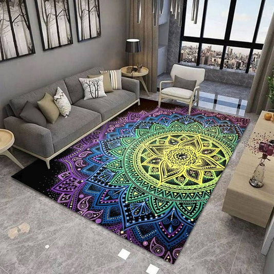 NOWOCZESNY DYWAN "Tęczowa Mandala"