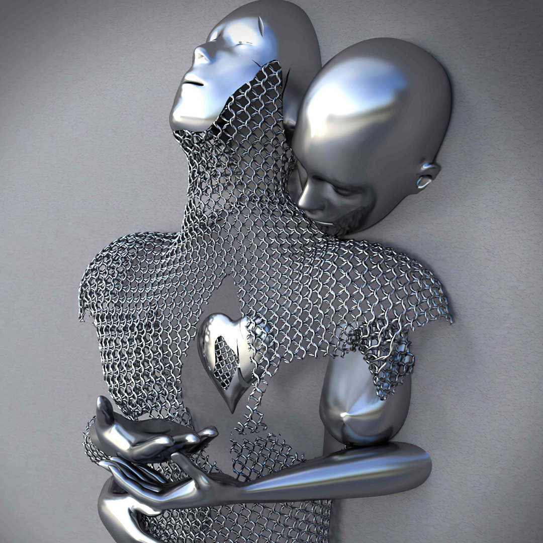 NOWOCZESNY DYWAN ze wzorem w efekcie 3D | "Metalowa Miłość"
