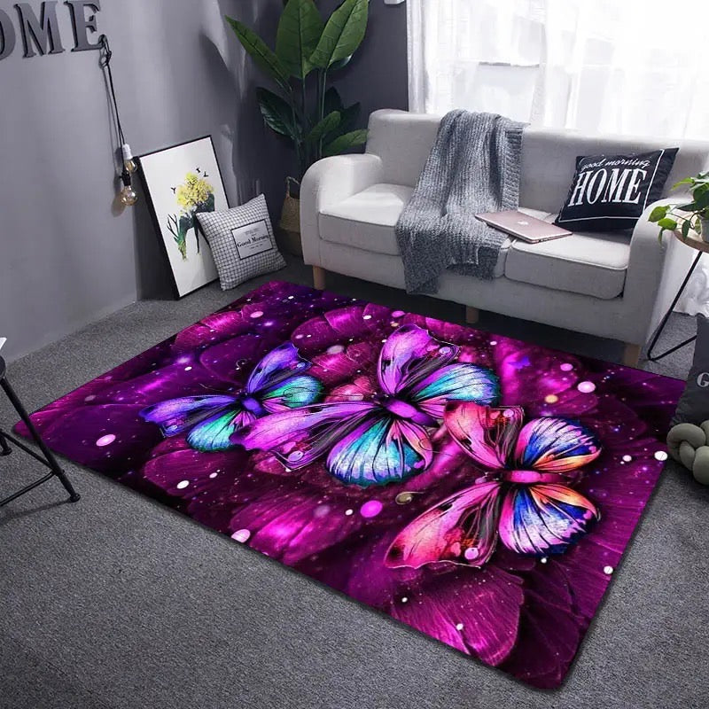 NOWOCZESNY DYWAN z motywem kolorowych motyli | Fluorescent Butterfly