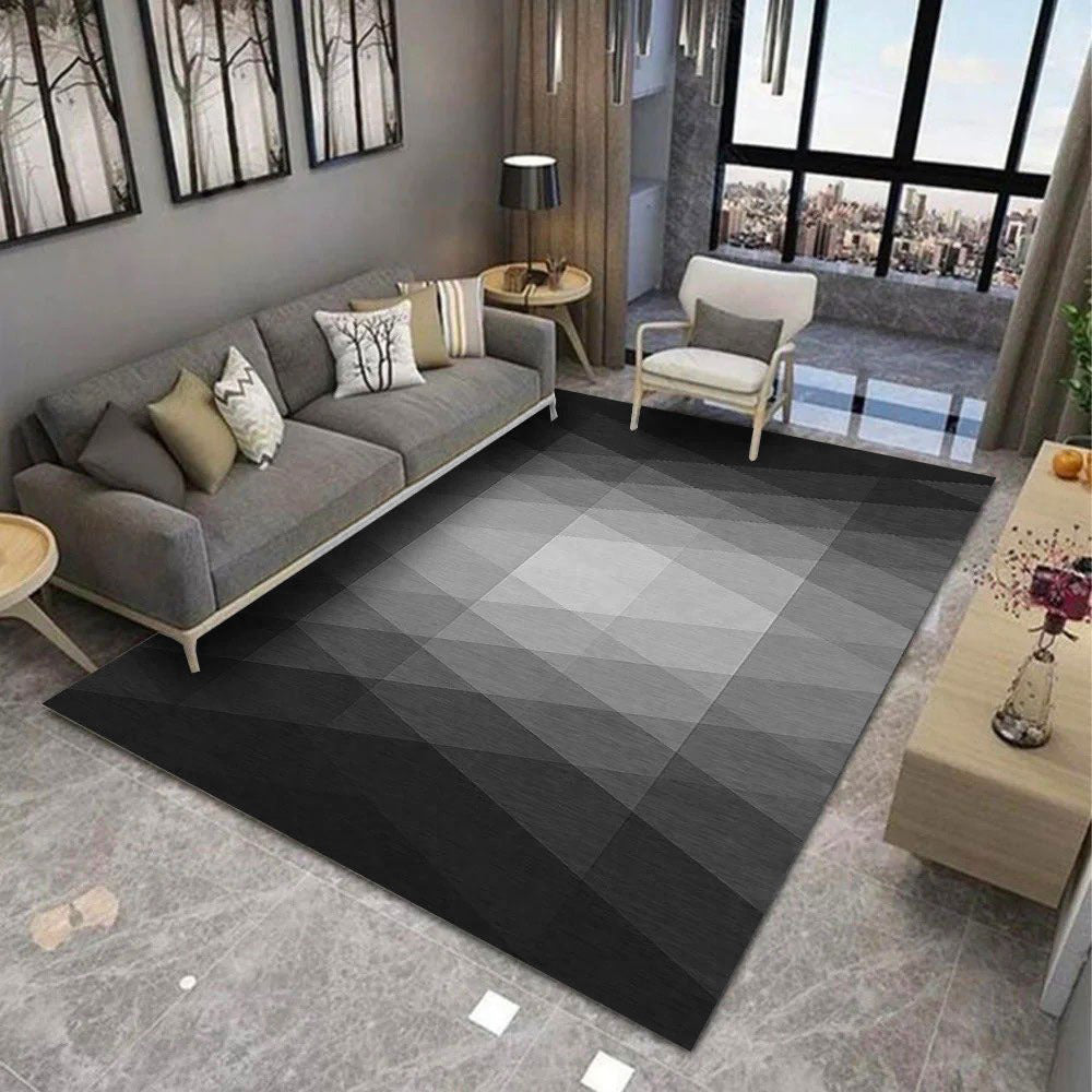 DYWAN z motywem geometrycznym TRÓJKĄTY OMBRE | Czarny