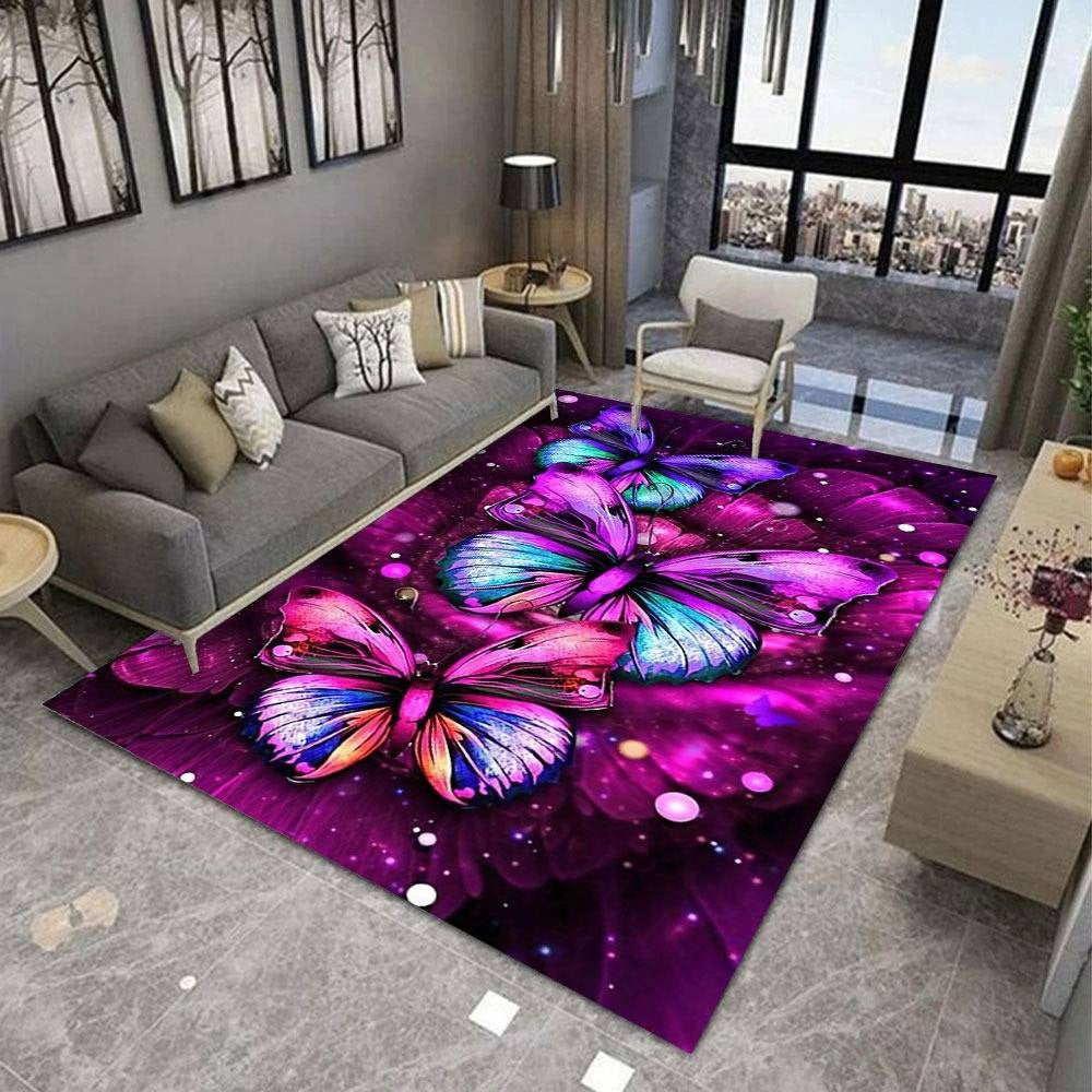 NOWOCZESNY DYWAN z motywem kolorowych motyli | Fluorescent Butterfly