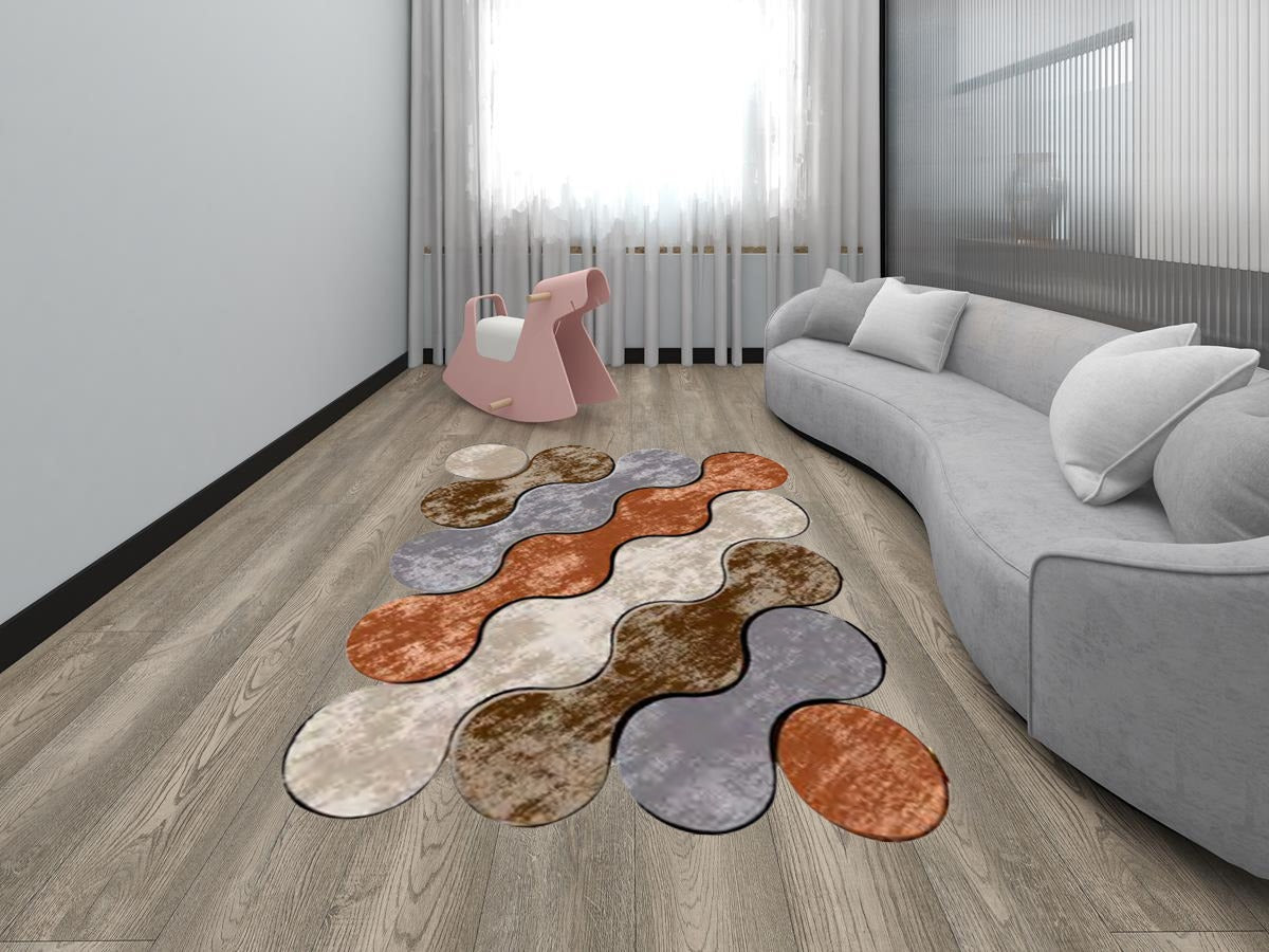 Dywan w nowoczesnym stylu, nieregularny, ze wzorem fal | Abstrakcyjny wzór falujących segmentów