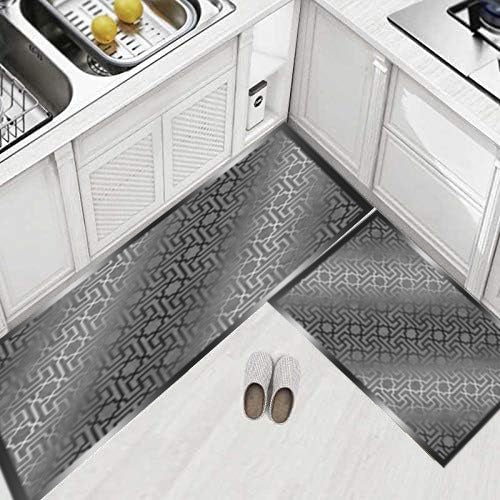 Chodnik do kuchni – antypoślizgowy | Geometryczny splot w szarościach