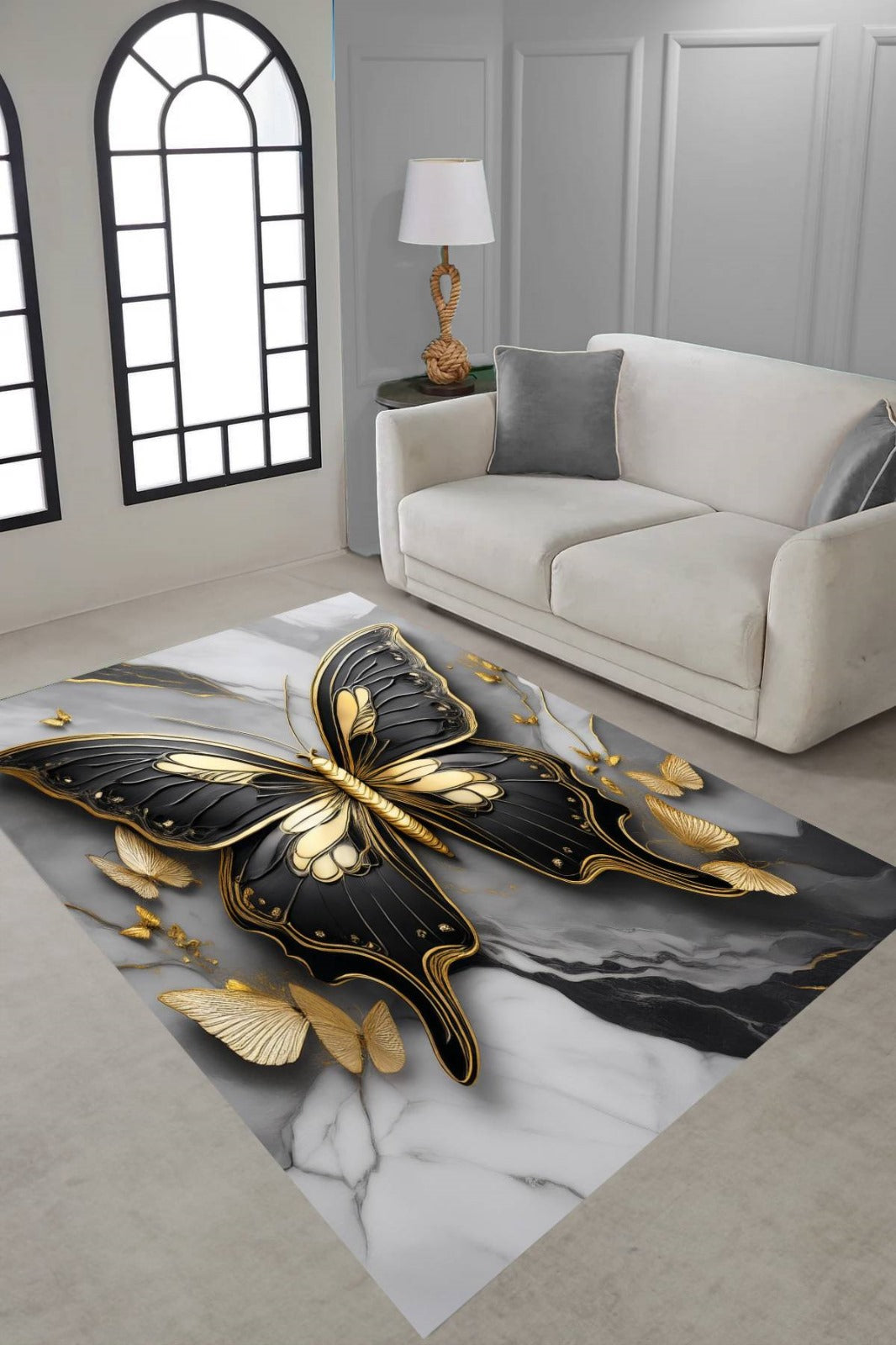 DYWAN do pokoju | Złoty Motyl Glamour 3D