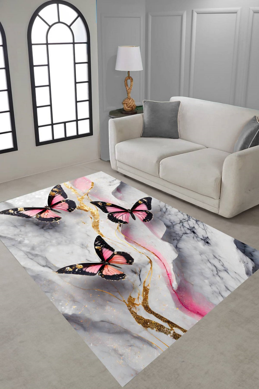 Nowoczesny dywan inspirowany naturą | Butterfly Gold Marble