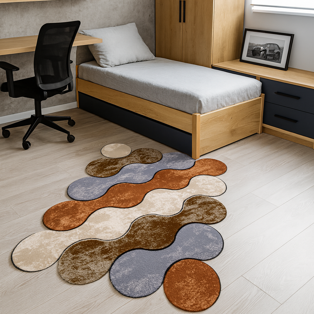 Dywan w nowoczesnym stylu, nieregularny, ze wzorem fal | Abstrakcyjny wzór falujących segmentów