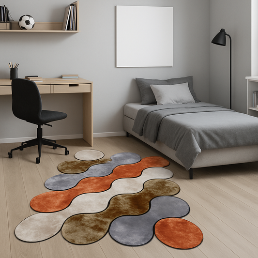 Dywan w nowoczesnym stylu, nieregularny, ze wzorem fal | Abstrakcyjny wzór falujących segmentów