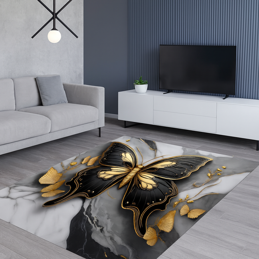 DYWAN do pokoju | Złoty Motyl Glamour 3D