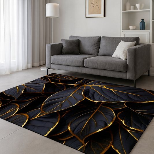 Nowoczesny dywan z motywem dużych liści