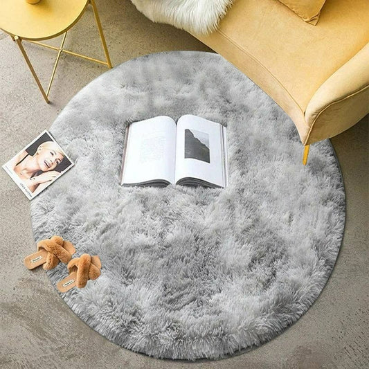 DYWAN OKRĄGŁY SHAGGY SZARY